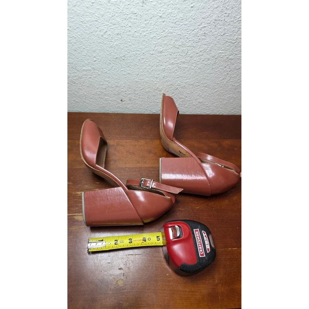 Rachel Comey Peep Toe Block Heel Sandals Womens 8 Brown‎ Leather Ankle Strap
